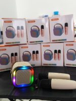 مینی اسپیکر کارائوکه K12 ZQS دو میکروفن | بلوتوثی شارژی RGB - تصویر 2